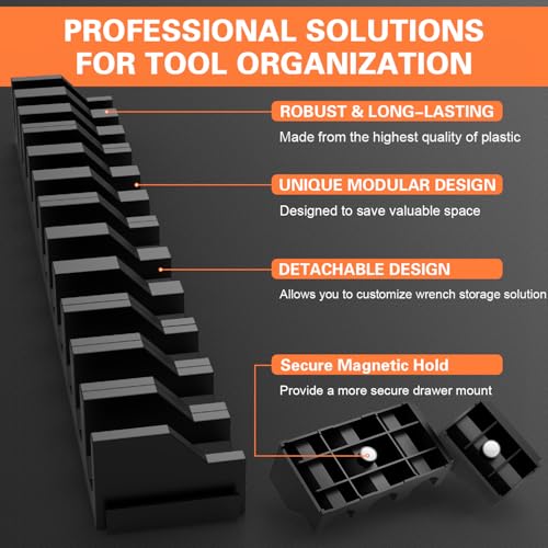 Magnetic Plier Organizer - Expandable Multiple Spacing Modular Tool Box Organizers, Tool Drawer Organizer, Tool Storage, Plier Rack - 12 Holders