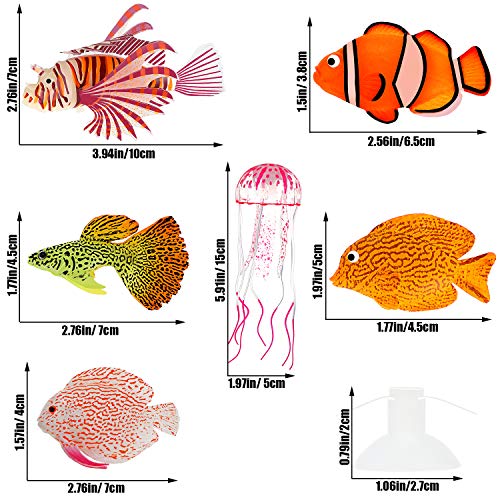 Weewooday 7 Pieces Artificial Fish Colorful Fake Fish Glowing Effect Aquarium Decor Floating Ornament for Tank Decoration(Classic Color) - style: Classic Color