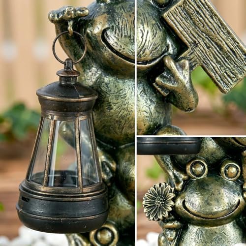 Realistic Frog Resin Figurine Glass Fish Tank Edge Hanging Ornament Outdoor Garden Flower Pot Rim Decor Animal Statue for Aquarium Patio Yard Home Decoration (Copper Colored Frog) - color: Copper Colored Frog