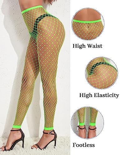 Avidlove Fishnet Stockings for Women Footless High Waist Fishnets Tight | Thigh High Stockings, Open Toe, High Stretch, Comfortable, Gothic Costume, Rave Outfits, for Cosplay, Halloween - color: Neon Green-gp