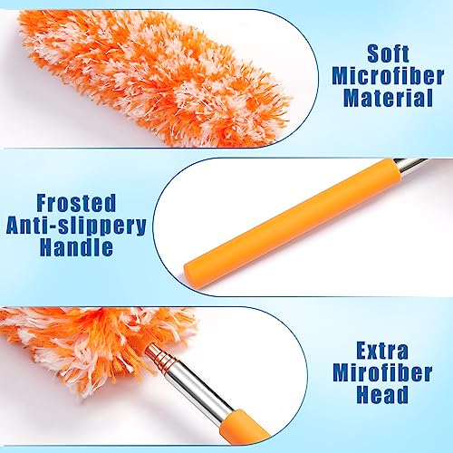 Tanlade 12 Pcs Microfiber Feather Duster for Cleaning 13-31 Inch Extendable Cobweb Dusters Ceiling Fan Duster Washable Bendable Tool for Office Car Window Furniture (Bright Color) - color: Bright Color