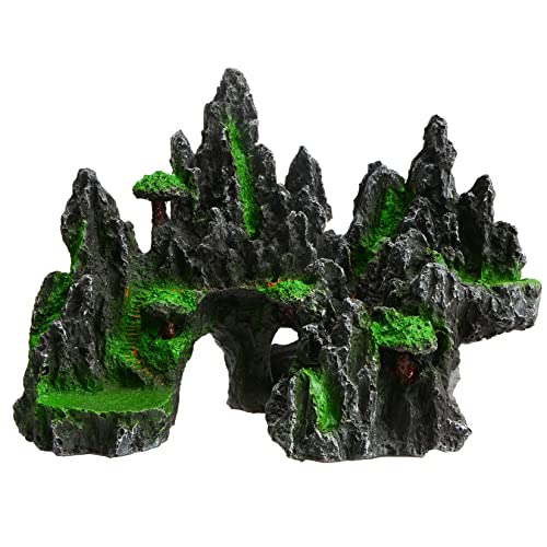 Saim Large Aquarium Rock Decorations, Mountain Ornament Fish Cave Bridge, Fish Tank Aquascape Model for Gold Fish, Betta Cichlids Hideaway Cave Hideout (Small) - size: Small