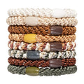 L. Erickson Brown Hair Ties for Thick Hair, Grab & Go Ponytail Holders, 8 Pack, Brown Stone, Thick No-Crease Bands with Strong Hold, Damage-Free Design, Warm Earthy Neutrals - color: Brown Stone
