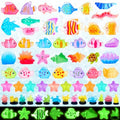 60 Pcs Luminous Mini Resin Ocean Animal Figures Glow in the Dark Small Little Tiny Fish Seashell Coral Miniature Figurines for Crafts Fairy Garden Accessories Micro Landscape Aquarium Decor