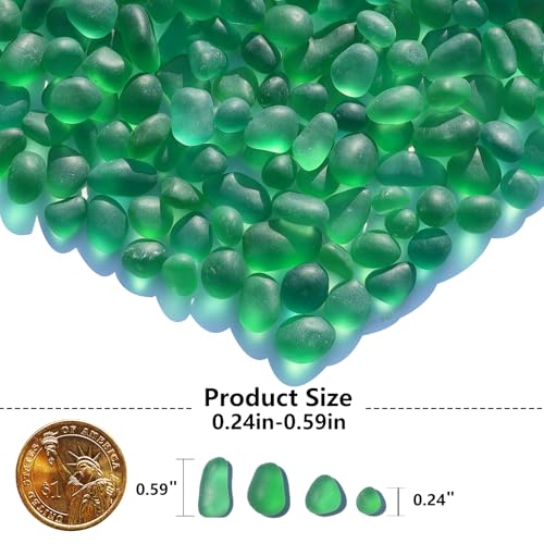 QYGL Sea Glass Stones - 0.55LB Green Frosted Glass Pebbles Gemstones - Perfect for Aquarium Rocks, Fish Tank Gravel, Vase Fillers, DIY Crafts, and Home Decor - color: Green