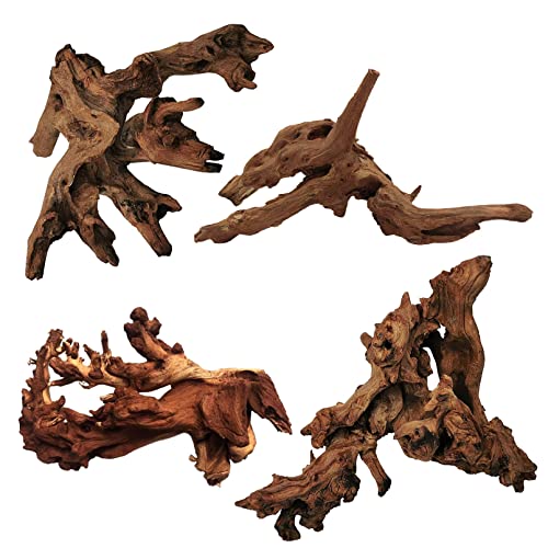 Tfwadmx Natural Driftwood for Aquarium Decor-4 Pieces 5-8" Assorted Driftwood,Fish Tank Drift Wood Decoration, Freshwater Wood Branches Ornament for Reptile Terrarium,Air Plants - size: Small: 5-8"（4Pcs）
