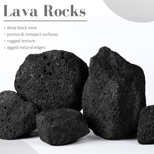 2.2-8.1 Inches Natural Black Lava Rock, 5 PCS Mixed Sizes Aquarium Rocks for Aquascaping, Terrariums, Reptile Tanks & Aquarium Décor - size: 2.2-8.1 in