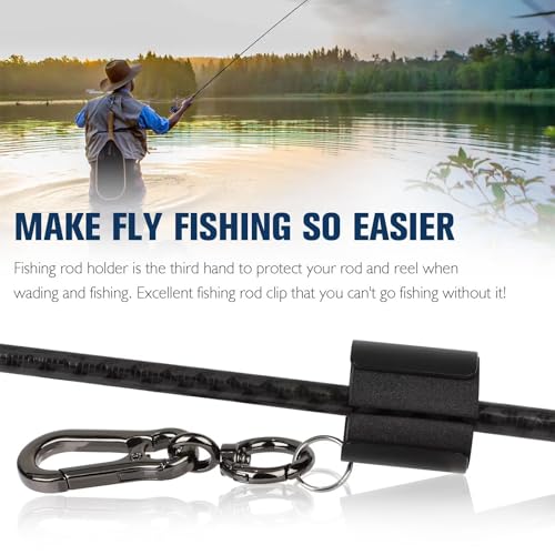 Creek Rod Clips Wearable Fishing Rod Holder Clip Fly Fishing Pole Accessories 1PCS & 2PCS - color: Cylindrical-Black-2PCS