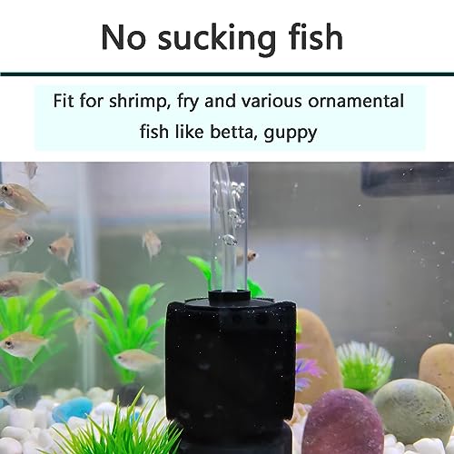 AQUANEAT Aquarium Air Powered Sponge Filter, Fish Tank Bio Bubble Filter with Airline Tubing, Valves, Suction Cup(up to 10Gal)