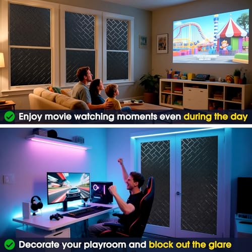 Coavas Total Blackout Window Privacy Film 100% Light Blocking & UV Protection, Static Cling Frosted Privacy Cover No Glue Heat Control Room Darkening Shade for Bedroom, Nursery,17.5 x 78.7 inches - color: Blackout, size: 17.5 x 78.7 Inch