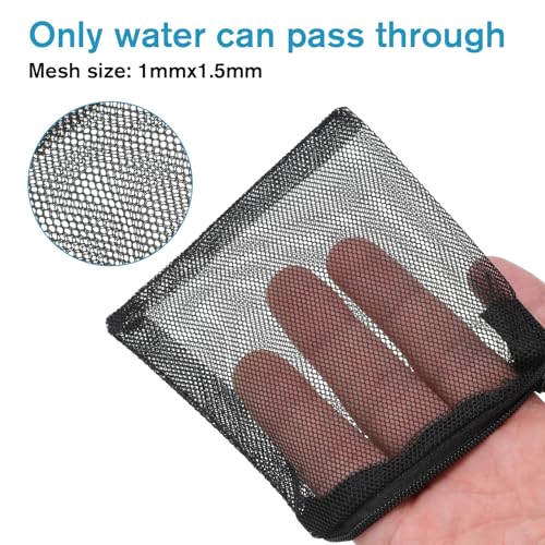 10 PCS Aquarium Filter Media Bags, Mini Aquarium Fine Mesh Bag with Plastic Zipper Reusable Fish Tank Media Mesh Filter Bags for Activated Carbon, Biospheres, Ceramic Rings (4 x 4 inches, Black)