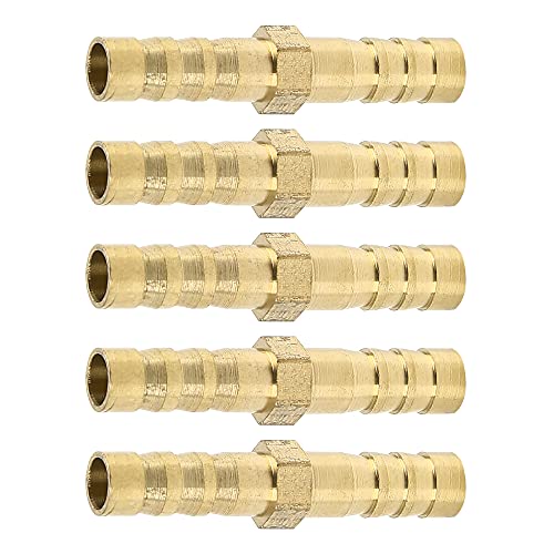 X AUTOHAUX 6mm Brass Barb Hose Fitting Straight Union Connector for Air Water Gas Oil 5pcs - size: 6mm