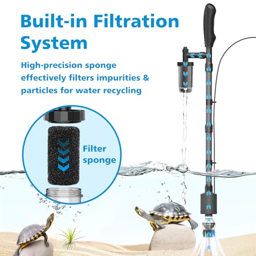 fishkeeper Aquarium Vacuum Gravel Cleaner, 25W 6 in 1 Multifunction Fish Tank Cleaner Kit for Automatic Water Change, Wash Sand, Water Circulation Infinitely Adjustable Flow Fish Tank Cleaner Vacuum