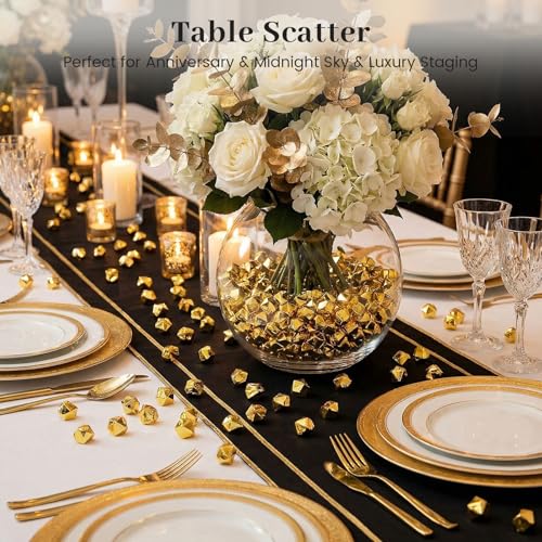 DomeStar 550PCS Gold Vase Fillers, Acrylic Fake Crushed Ice Fake Rocks Gold Nuggets Gems Plastic Diamonds for Vase Fillers Centerpiece Table Scatter Photography Props Display Decoration（0.4‘’ x 0.6‘’） - color: Gold
