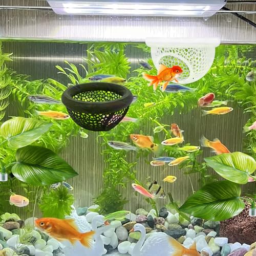 Betta Hammock, Floating Fish Tank Accessories for Aquarium Decor, Feeding and Resting Shelter with Silk Plants, Black and White Color Options for Betta Fish and Shrimp Tanks