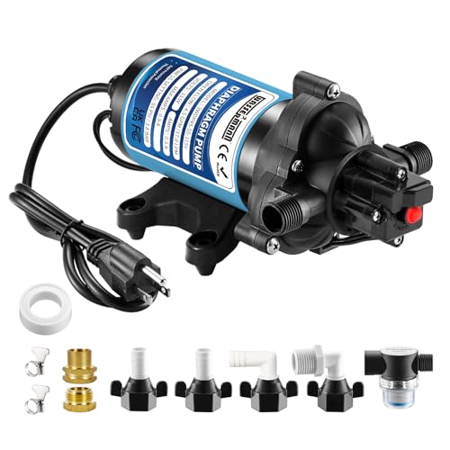 WASSERMANN 115V AC Water Diaphragm Pump,4.5GPM 55PSI 1/2" NPSM,Self-Priming Fresh Water Pressure Booster Pump,Pressure Switch, for Garden Kitchen Bathroom RV Marine Camper - color: Blue1