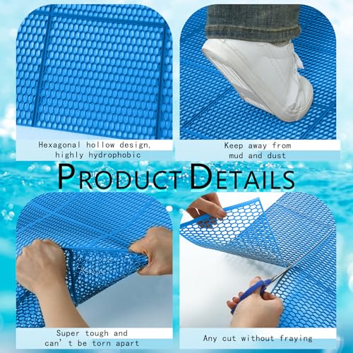 Tondiamo Pool Mat Non Slip Drainage Mats Swimming Pool Floor Deck Mats Rugs PVC Splash Mesh Hollow Doormat Roll for Outdoor Indoor Patio Restaurant Garage Kitchen Bathroom Safety(3 x 50 ft,Blue) - color: Blue, size: 3 x 50 ft
