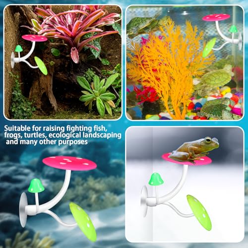 Boao 4 Pieces Betta Fish Tank Accessories Betta Leaf Hammock Pad Simulating The Natural Habitat for Tank Aquarium Spawning Grounds Breeding Resting Bed(Mushroom) - style: Mushroom
