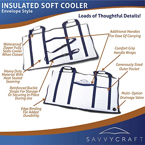 Savvycraft Waterproof Leakproof Insulated Fish Kill Bag, Heavy Duty Soft Fish Storage Bag with Easy Grip Handles, White 60" L x 20" H - style: Envelop: 60"l X 20"h