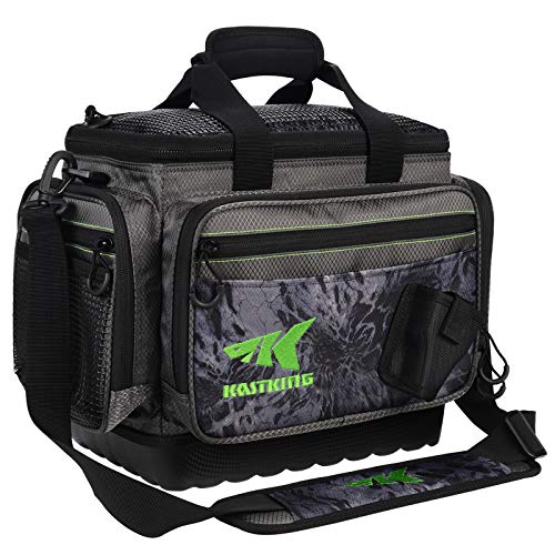 KastKing Fishing Gear & Tackle Bags - Saltwater Resistant Fishing Bags - Fishing Tackle Storage Bags - color: A2: Medium-Hoss(Without Trays, 15"x11"x10.25")-Blackout