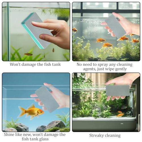 4 PCS Fish Tank Cleaning Tools, Aquarium Glass Cleaner Sponge Double Sided Sponge Brush Fish Tank Glass Surface buildew Remover Double Sided Aquarium Cleaning Pad for Fishes Turtle Tanks