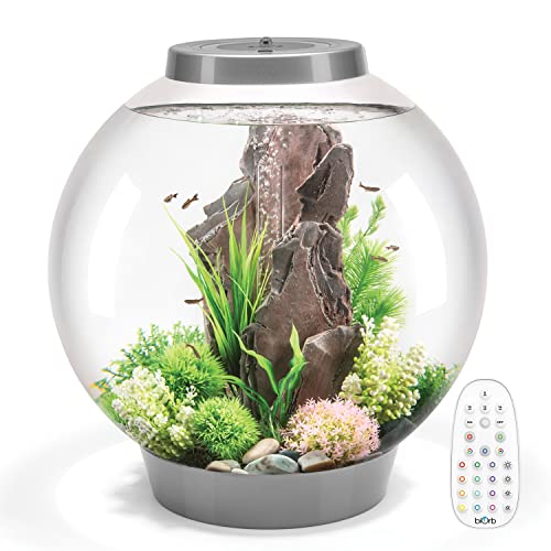 biOrb Classic 60 Acrylic 16-Gallon Aquarium with Multi-Color Remote-Controlled LED Lights Modern Tank for Tabletop Display, Silver - color: Silver, size: 16 Gallon, style: MCR Lighting