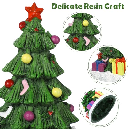 Ipetboom Reptile Decor Christmas Tree Aquarium Decorations Miniature Resin Landscape Ornaments for Holiday Fish Tank Supplies Table Decor Aquarium Christmas Tree
