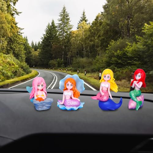 4pcs Miniature Mermaid Figurines, Mini Mermaid for Fairy Garden Accessories, Fish Tank Aquarium Decor, Cake Topper, Wedding Party Supplies, Ocean Animal Theme Decor, DIY Desk Micro Landscape - style: Mermaid