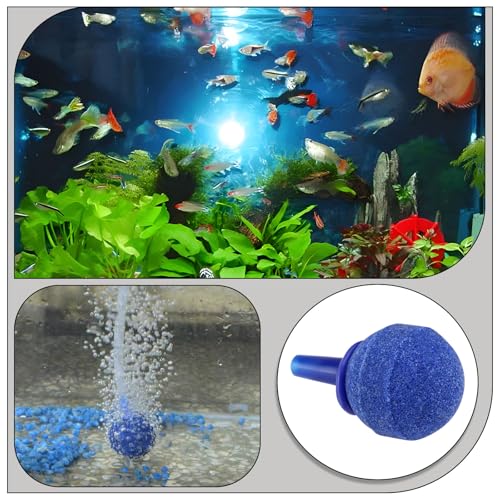 OTOTEC 20Pcs Round Aquarium Air Stones 4mm Fish Tank Round Air Bubble Stones for Pond Aquarium Pond Air Pumps 20x4mm Blue Air Stone