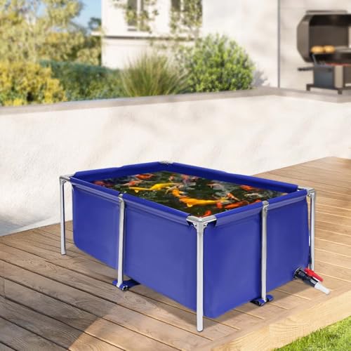 127 Gallon KOI Aquarium Tank Above Ground Fish Pond, Foldable Pool Canvas Fish Pond Reservoir, Portable Koi Breeding Pond Water Storage Tank