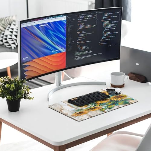 XXL Gaming Mouse Pad Sunflower Wood Flower XXL Gaming Mouse Pad Large Desk Mat Protector for Desktop, Anti-Slip Rubber Extended Computer Keyboard Mat Writing Pad for Work Office, 11.8*27.5 In,B-1483 - color: B-1483, size: 11.8*27.5 In