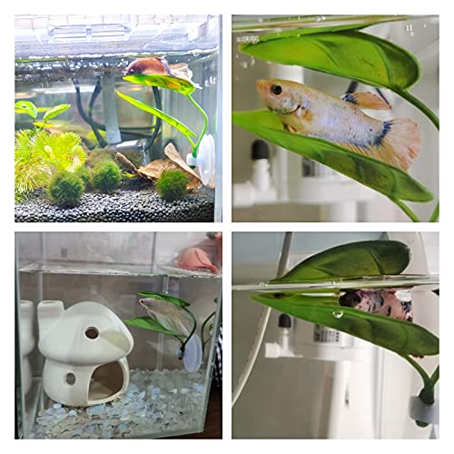 2PCS Aqua Betta Fish Leaf Soft Bed Simulating The Natural Habitat for Betta Spawning Grounds Breeding Resting Bed Betta Bed. (2 PCS)
