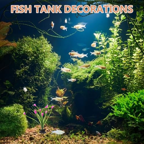 SHINEOFI 2pcs Realistic Fake Aquarium Decor Plants, Plastic Fish Tank Accessories, Compact Desktop Fish Tank Decoration for Household Aquariums