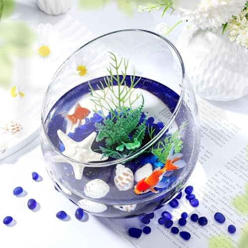 SUREAM Frosted Sea Glass Stones, Deep Blue Smooth Fish Tank Gravel, Glass Pebbles for Fish Tank, Vase Fillers, DIY Crafts, Home Garden Decor(0.8 LB) - color: Deep Blue