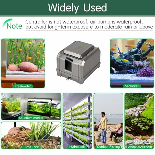 hygger Aquarium Air Pump 10W/15W 0.025Mpa/0.03Mpa Powerful Adjustable Fish Tank Air Pump 4 Outlets Oxygen Aerator for Medium Large Fish Tank Up to 1000 Gallon,Samll Pond,Hydroponics,Commercial Use - size: 10W(230GPH)