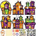Renbuzhu 36PCS Halloweens Crafts Bulk: Haunted House Paper Suncatchers DIY Kit Party Activities Decorations, Window Stained Glass Effect Art Supplies - style: haunted house