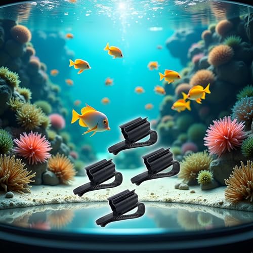 4Pcs Fish for Tank Mounting Clip Water Pipe Hose Holder Multifunction Adjustable Clamp for 0.31""-0.62"" Dia Tub Aquarium Tube Holder, Aquarium Air Pump Accessories Aquarium Pumps and Filters (Black)