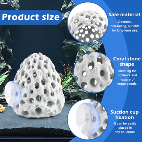 Shrimp Dome Hide, Be-TTA Habitat Fish Tank Tunnel with Suction Cup, Hollow Hemispherical Cave Aquarium Ornament for Small Fish Shrimp Guppy Hiding Resting(Color:White)