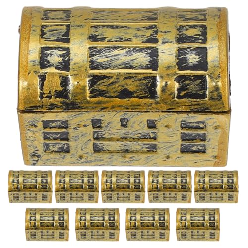 Gadpiparty 10pcs Mini Treasure Chest, Treasure Chest Party Favors, Vintage Jewelry Storage Decorative Mini Box Ornaments Party Centerpiece Favors Desktop Aquarium Decor