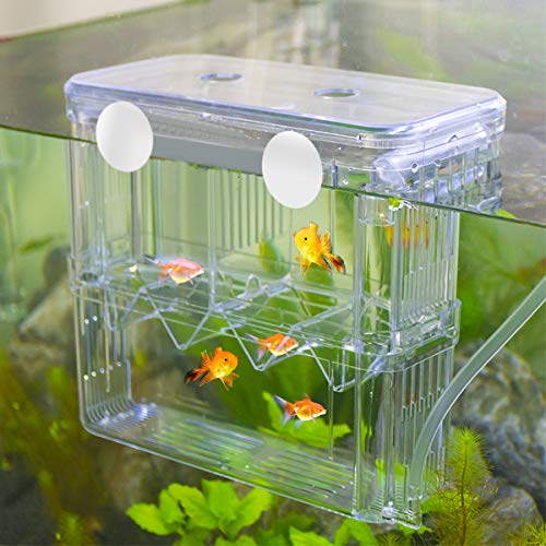 Senzeal Aquarium Fish Breeder Box Plastic Fish Isolation Breeding Box Hatching Incubator for Baby Shrimp Clownfish Guppy - size: Large