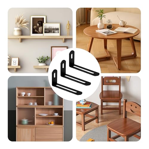 20Pcs 2.6"x1.3"x0.6"Adjustable Right Angle Brackets, Slotted L Bracket Metal 90 Degree Corner Fastener L-Shape Corner Brace Support Black Shelf Bracket - size: 2.6"x1.3", style: BLACK/20PCS