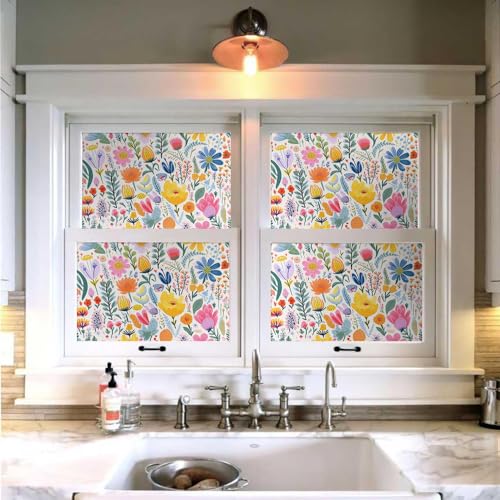 Colorful Fairy Flowers Garden Wildflower Pink/Yellow/Gree/Blue Peel and Stick Wallpaper Wall Decor Self Adhesive Wall Paper Stick on Easy Peel Off Contact for Renter Apartment - color: Fairy Colorful Garden, size: 17.7" x 236"