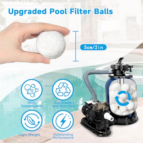 3.53 Lbs Pool Filter Balls for Sand Filter, Reusable Eco-Friendly Pool Filter Balls (Equals 110 lbs Pool Filter Sand) with Wash Bag, Filter Balls for Swimming Pools, for Aquarium Tank & Filter Pumps
