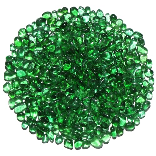 QYGL 0.55LB Green Clear Glass Pebbles, Tumbled Sea Glass Stones for Vase Fillers, Fish Tank Gravel, Aquarium Rocks, DIY Crafts, Plant Pots, Wedding & Home Decor, Transparent Glass Gemstones - color: Green