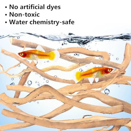 Hamiledyi Natural Driftwood for Aquarium Decor - Red Moor Wood 10"-15" Long Assorted Shapes (600g) Safe Branches for Fish Tank & Reptile Habitat - Natural Aquarium Wood Decorations (Coarse Branches)