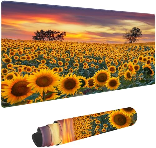 Sunflowers in The Sunlight Customized Large Extended Gaming Mouse Pad with Stitched Edges and Non-Slip Rubber Base,Suitable for Office and Home Use,31.5x15.7 Inches - color: Sunflowers in the Sunlight