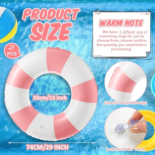 2 PCS Inflatable Pool Floats for Swimming Pool Party Lake Beach Adults - Floaties Pool Tubes Swim Rings Tubes Floaties for Beach Pool Party Decorations - color: Pink, size: 29"