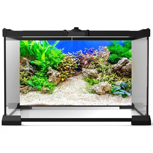 Aquarium Background Underwater Grass Leaves with Pebble Aquarium Backdrop Vivid and Fresh Green Aquatic Plant Stone River Bed and Lake Fish Tank Background Decor Vinyl 24x12in - color: Rock Grey, size: 24(W)x12(H)inches/ 60(W)*30cm(H)