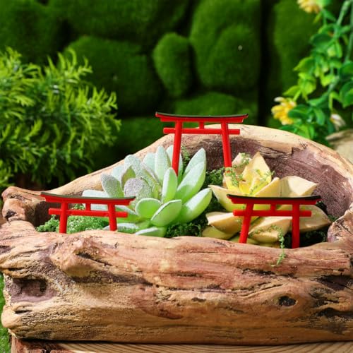PRETYZOOM 4pcs Japanese Torii Gate Miniature Decoration Mini Red Shinto Temple Torii Garden Gate Ornament for Fairy Zen Garden Fish Tank Landscape Accessories