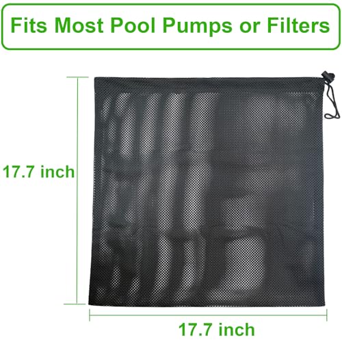 2 Pcs 17.7" x 17.7" Pond Pump Filter Bags, Drawstring Submersible Water Pump Barrier Bags, Outdoor Pond Pump Cover, Black Mesh Media Bag for Biological Filter, Swimming Pool, Fountain. - size: 17.7" x 17.7"